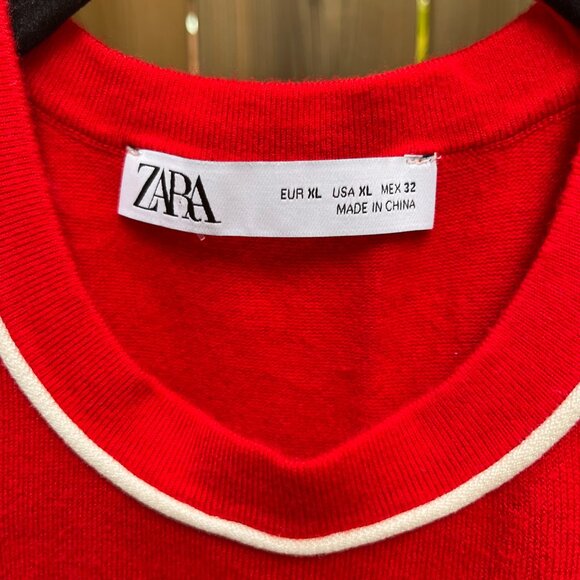 Zara Contrast Stitch Knit Tank Top Red Size XL - Picture 2 of 3